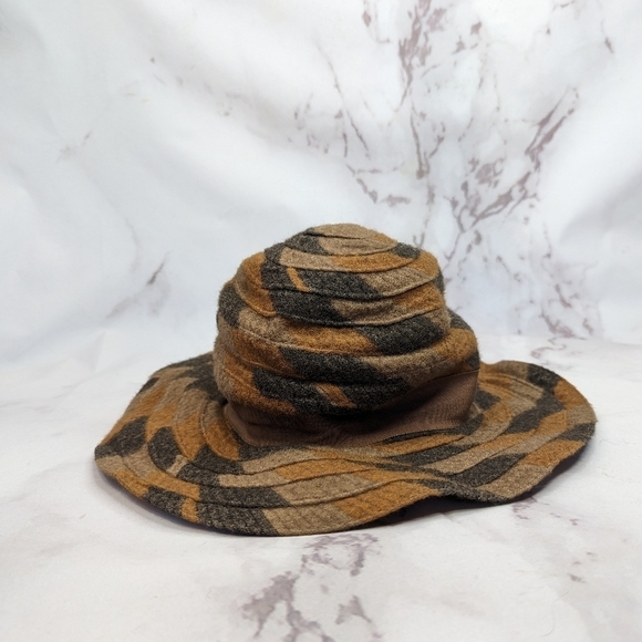 Vintage Wool Hat Floppy 40s 50s Bow Brown Tan Union Made Cloche United Hatters - Picture 3 of 11
